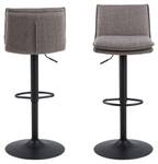 Flynn tabouret de bar marron. lot de 2 Tissu / Fer - Gris-brun / Noir