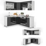 Cuisine en angle Fame-Line 34464 Anthracite brillant - Blanc