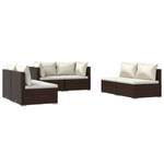 Garten-Lounge-Set (6-teilig) 3013635-12 Braun - Weiß - Metall - Polyrattan - 70 x 60 x 70 cm