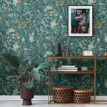 Landhaus-Tapete Floral Petrol Gelb Blau