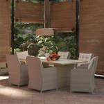 Garten Essgruppe (7-teilig) 3012977-2 Braun - Weiß - Metall - Polyrattan - 100 x 74 x 200 cm