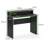 Bureau ordinateur Kron 100cm noir/vert 100 x 60 cm