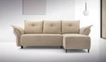 Samt Schlafsofa Verona mit Bettkasten Beige - Armlehne davorstehend rechts - Ottomane davorstehend rechts