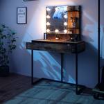 Coiffeuse Fyrk avec LED Noir - Marron - Bois manufacturé - 80 x 135 x 40 cm