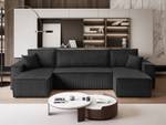 Gepolstertes Sofa CARLOS U Cord Poso 34 Schwarz - Holzwerkstoff - 315 x 83 x 142 cm