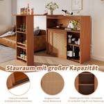 Eck-Bartisch WoodyRattan Ⅲ Braun - Holzwerkstoff - Rattan - 138 x 104 x 39 cm