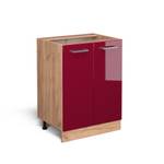 Meuble bas de cuisine R-Line 37136 Bordeaux brillant - Imitation chêne truffier de sonoma