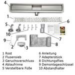 Aica Duschrinne Duschablauf flach Tiefe: 90 cm