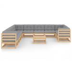 Gartenmöbel-Set (12-teilig) 3009725-1 Braun - Massivholz - Holzart/Dekor - 70 x 30 x 70 cm