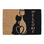 Paillasson coco avec chats Noir - Marron - Fibres naturelles - Matière plastique - 60 x 2 x 40 cm