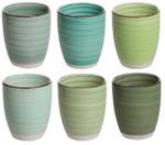 Kaffeetasse Summer Green 6er Set Grün - Naturfaser - 2 x 11 x 9 cm