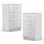 Table de chevet 66cm blanc lot de 2 Blanc brillant