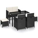 Mobilier de jardin (lot de 6) 3006578 Noir - Métal - Matière plastique - Polyrotin - 60 x 74 x 123 cm