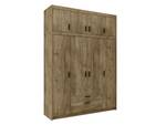 FURNIX Armoire Eliza 4D Imitation chêne foncé - Imitation chêne - Chêne clair - Imitation chêne clair