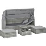 Rattan Gartenmöbel Set 860-162V00GG Grau - Textil - 68 x 74 x 200 cm