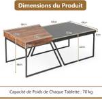 Table d’Appoint JV10516BK (lot de 2) Noir - Métal - 60 x 46 x 120 cm