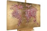Acrylbild handgemalt Blühende Welt Gold - Pink - Massivholz - Textil - 120 x 80 x 4 cm