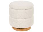 Pouf NEELY Marron - Blanc - Fourrure synthétique - 35 x 38 x 35 cm