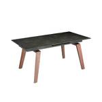 Table à manger extensible en porcelaine Noir - Marron - Porcelaine - Pierre - 180 x 75 x 90 cm