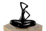 Sculpture moderne Time for Yoga Noir - Pierre artificielle - Matière plastique - 25 x 28 x 13 cm