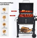 Holzkohlegrill mit Rädern Schwarz - Metall - 68 x 107 x 121 cm