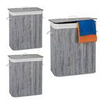 Lot de 3 paniers à linge bambou gris Gris - Marron clair - Blanc