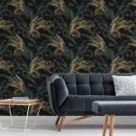 Papier Peint FEUILLES Tropicales Nature Beige - Noir - Marron - Vert - Papier - Textile - 53 x 1000 x 1000 cm