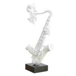 Statue visage saxophoniste H62 cm - SONG Blanc - Porcelaine - 29 x 62 x 16 cm