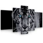 Leinwandbild SET Tiger Tiere Wohnzimmer Holzwerkstoff - Naturfaser - 170 x 100 x 2 cm