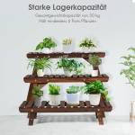 3tlg. Blumenständer Holz Pflanzenregal Braun - Massivholz - 27 x 53 x 70 cm