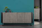 Sideboard CROCO Schwarz - Grau - Massivholz - Holzart/Dekor - 177 x 75 x 38 cm