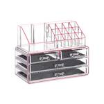 Make Up Organizer mit 4 Schubfächern Pink - Durchscheinend