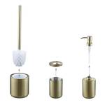 5-tlg. Badezimmer Set Edelstahl gold Gold - Weiß - Metall - 11 x 38 x 11 cm