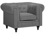 Fauteuil CHESTERFIELD Gris - Gris lumineux - Chêne foncé - 112 x 79 x 85 cm