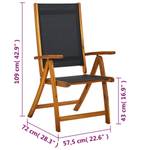 Chaise pliable Noir - Bois massif - Bois/Imitation - 58 x 109 x 72 cm