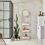Etagère de salle de bain avec miroir Marron - Argenté - Blanc - Bambou - Bois manufacturé - Verre - 40 x 159 x 40 cm