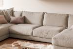 Sofa MADELINE Wohnlandschaft Cord Taupe - Armlehne davorstehend links - Longchair davorstehend rechts