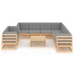 Garten-Lounge-Set (10-teilig) 3009856-2 Grau - Holz