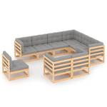 Garten-Lounge-Set (9-teilig) 3009833-2 Grau - Holz