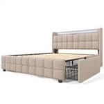 Polsterbett mit Ladefunktion GLOWLEIN Ⅱ Beige - Breite: 185 cm