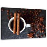 Leinwandbild Zimt auf einer Tasse Kaffee 100 x 70 cm