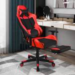 Bürostuhl mit einziehbarer Fußstütze Rot - Kunstleder - 68 x 137 x 73 cm