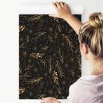 Papier Peint Feuilles FLEURS Nature Boho Beige - Noir - Marron - Papier - Textile - 53 x 1000 x 1000 cm