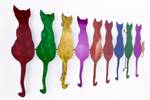 Wanddeko Metall Colorful Cats Metall - 116 x 46 x 3 cm
