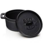 6x Mini Dutch Oven Gusseisentopf 11x5cm Schwarz - Metall - 12 x 16 x 37 cm