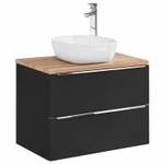 Badezimmer Waschtisch & LED-Spiegel Set Schwarz - Holzwerkstoff - 140 x 190 x 48 cm