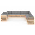 Garten-Lounge-Set (11-teilig) 3009708-2 Grau - Holz