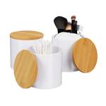 Distributeur coton démaquillant set 3 Marron clair - Blanc