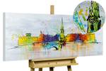 Bild gemalt  Zurich Skyline Silhouette Grau - Massivholz - Textil - 120 x 60 x 4 cm