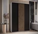 SCHWEBETÜRENSCHRANK LANKO 1 Schwarz - Eiche Dekor - Weiß - 170 x 60 cm - 3 Türen